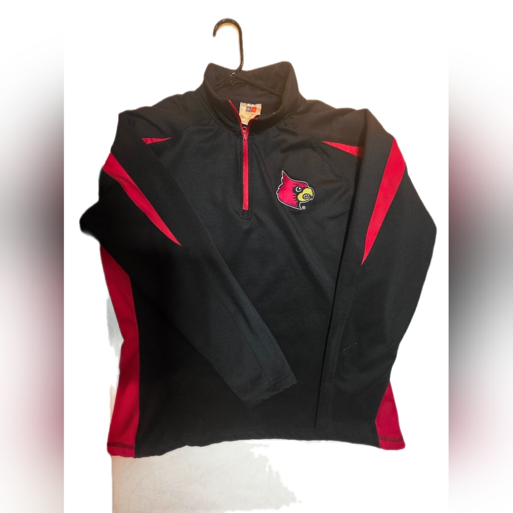 Men's Black and Red Quarter-Zip Jacket